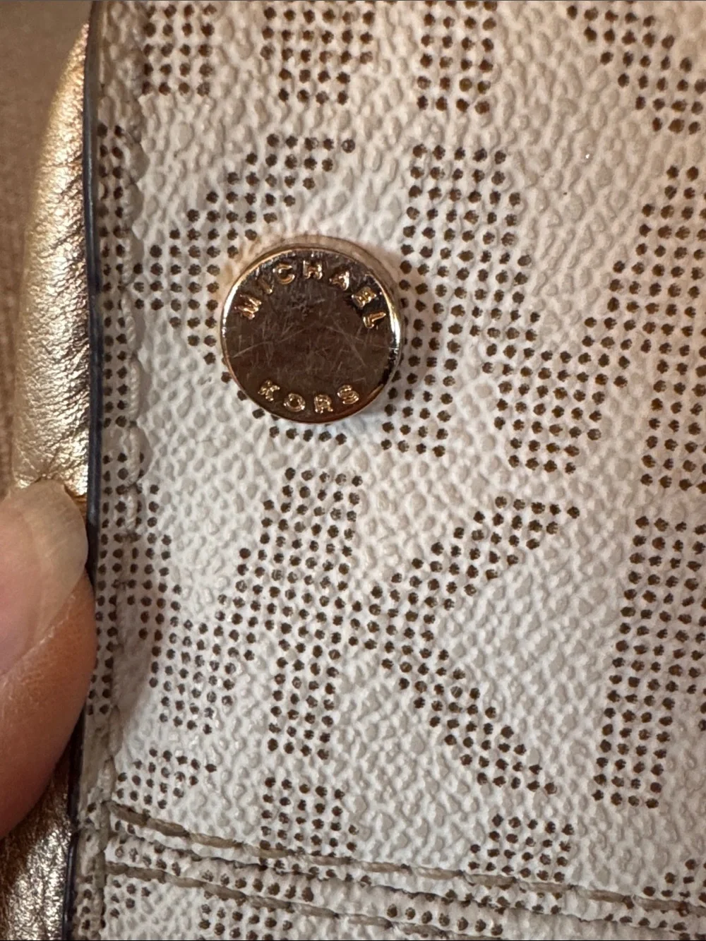 Michael Kors Metallic Gold Logo Satchel with Crossbody Strap